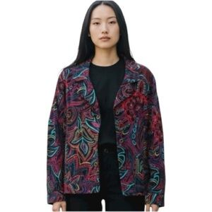 EUC Chicos Blazer, Jacket, Sz M, 12, Chicos 2, Like new‌, Vibrant, Floral, Bold‌